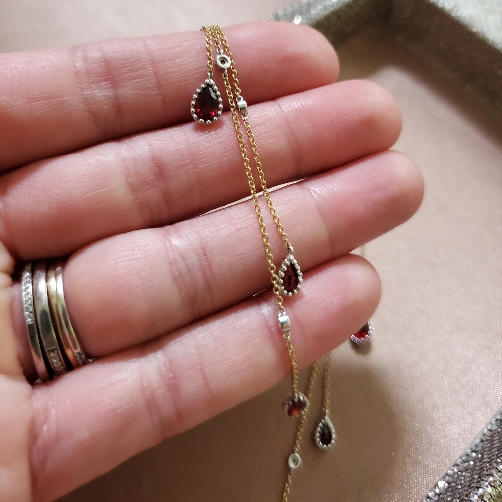 14k Gold Diamond and Garnet Earrings - Picture 6 of 14